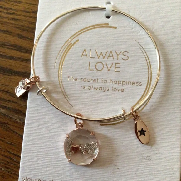 Unwritten Always Love Stainless Steel 14k Gold Plated Adjustable Bracelet NWT - Picture 5 of 6